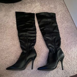 Tall Black Over the Knee Boots; Size 6